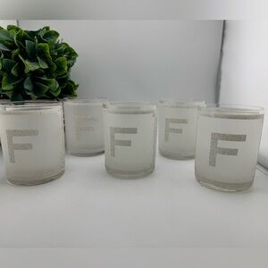 Vintage Georges Briard Frosted Glass Tumblers Set Monogram “F” MCM Barware
